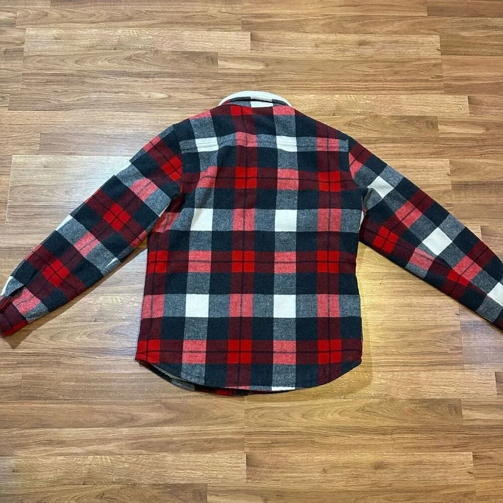Old Navy Plaid Sherpa-Lined Jacket Red Black White | Men Size Large - Picture 12 of 12